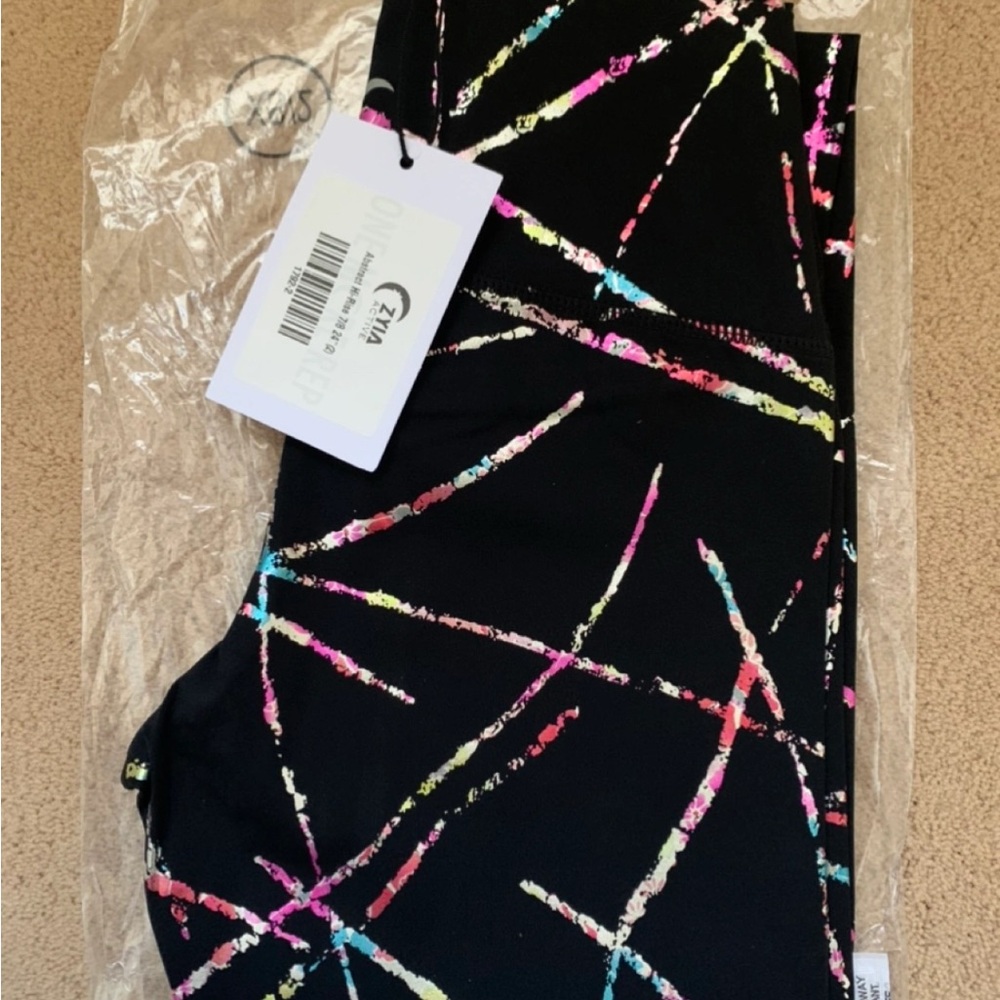 ZYIA Black Women’s Leggings with Colorful Streaks